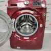 Used Samsung red washer and dryer set WF42H5500AFA2 and DV42H5600EFAC bottom