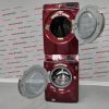 Used Samsung red washer and dryer set WF42H5500AFA2 and DV42H5600EFAC open