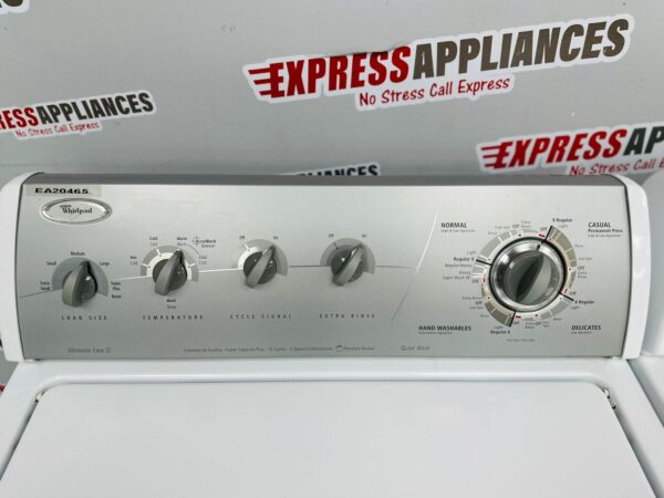 Used Whirlpool Washer and Dryer Side-by-Side Set LSQ9549PW1, YLEQ5000PW0 For Sale