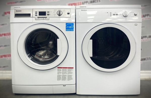 Used Blomberg Front Load 24” Washer and Dryer Stackable Set WM77120NBL01 DV17542 For Sale