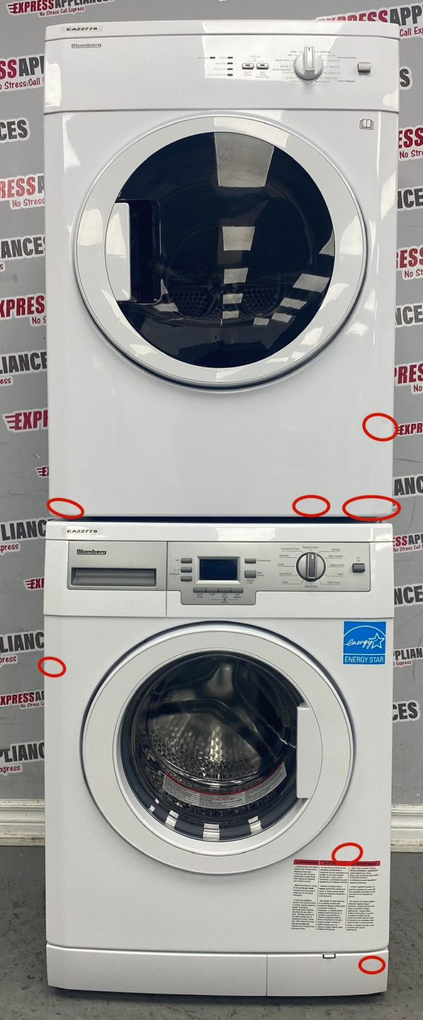 Used Blomberg Front Load 24” Washer and Dryer Stackable Set WM77120NBL01 DV17542 For Sale