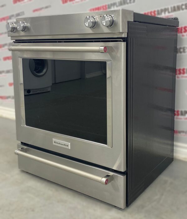 Used KitchenAid Slide-In Glass-Top 30” Stove YKSEG700ESS3 For Sale