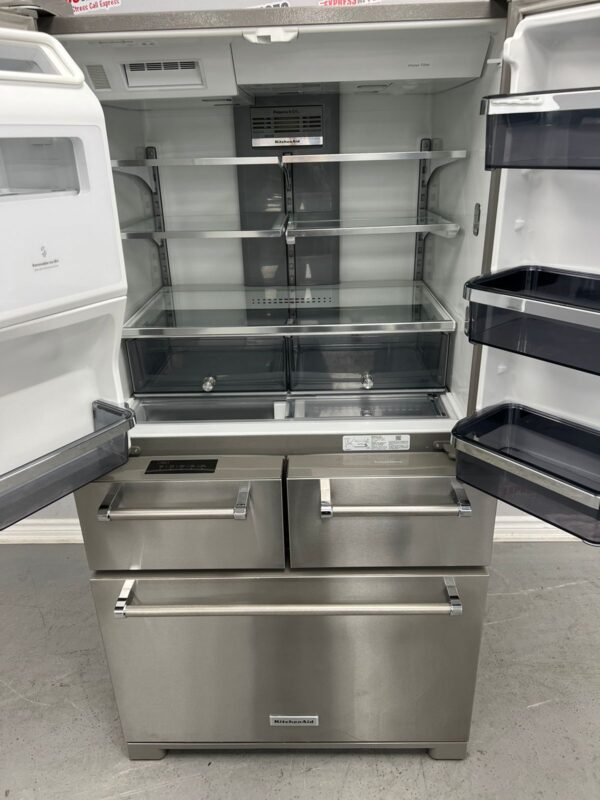 Used Five Door KitchenAid 36" Refrigerator KRMF706ESS00 For Sale