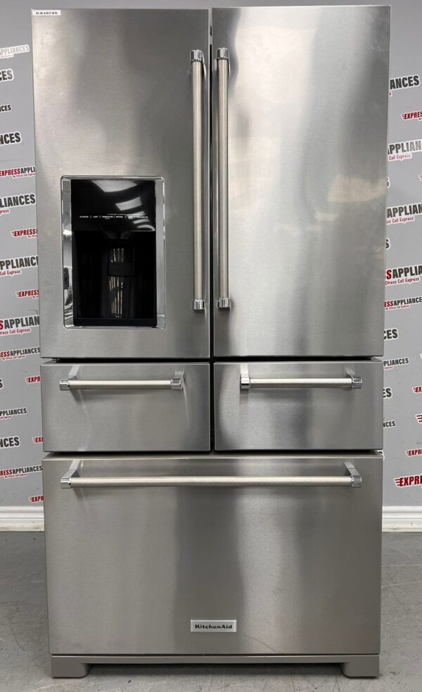 Used Five Door KitchenAid 36" Refrigerator KRMF706ESS00 For Sale