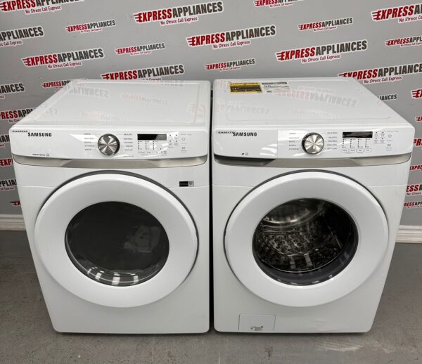 Open Box Samsung Electric Dryer and Front Load Washing Machine Set For Sale