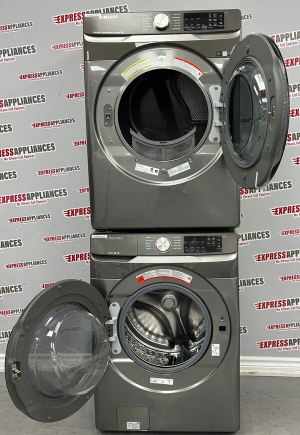 Open Box Samsung Front Washer WF45R6100AP/US and Dryer DVE45B6305P Set For Sale