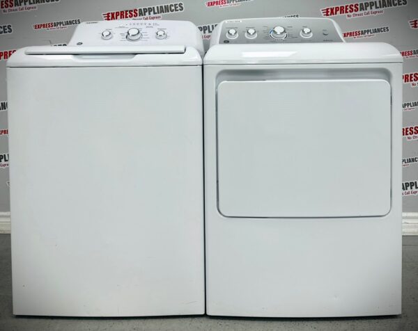 Used GE Side-By-Side 27” Washer and Dryer Set GTW330BMMWW, GTD46EDMN0WS For Sale