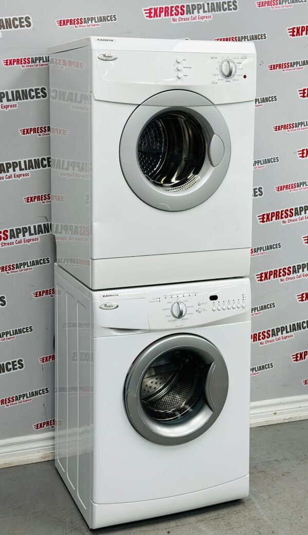 Used Whirlpool Washing Machine WFC7500VW2 and Dryer YWED7500VW 24” Stackable Set For Sale