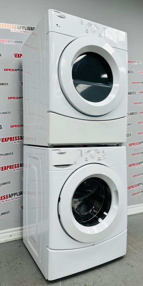 Used Whirlpool 27” Washer/Dryer Stackable Set YWFW9050XW00 YWED9050XW1 For Sale