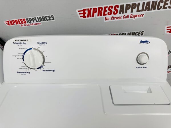 Used Inglis Top Load Washer and Dryer Side by Side Set (EA20577, EA20573) For Sale