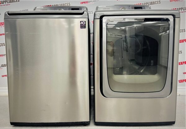 Used Samsung Side By Side Washer and Dryer Set WA50F9A8DSP, DV50F9A8EVP For Sale