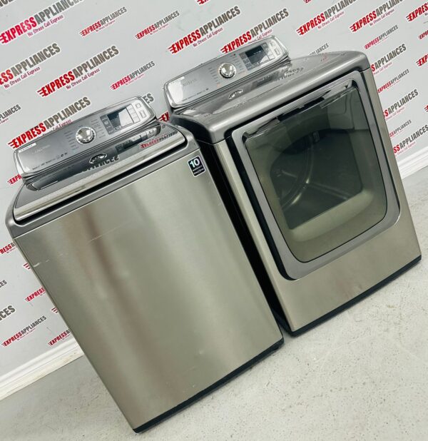 Used Samsung Side By Side Washer and Dryer Set WA50F9A8DSP, DV50F9A8EVP For Sale