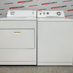 Used Whirlpool 27” Side by Side Washer and Dryer Set WTW5200VQ2, YLER5636PQ0 For Sale