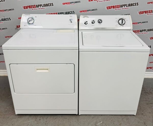 Used Whirlpool 27” Side by Side Washer and Dryer Set WTW5200VQ2, YLER5636PQ0 For Sale
