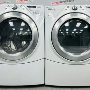 Used Whirlpool 27” Washer/Dryer Stackable Set WFW9550WW00, YWED9550WW0 For Sale