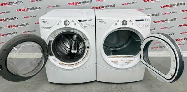 Used Whirlpool 27” Washer/Dryer Stackable Set WFW9550WW00, YWED9550WW0 For Sale