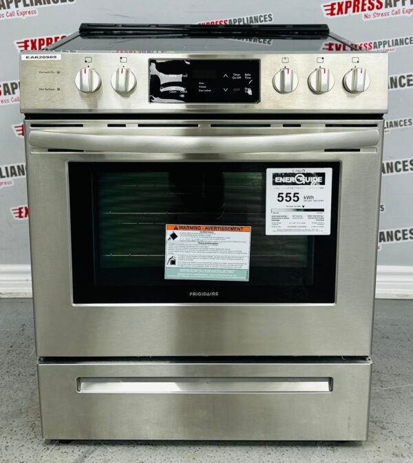 Brand New Open Box Frigidaire 30" Slide-In Electric Range CFEH3054USF For Sale