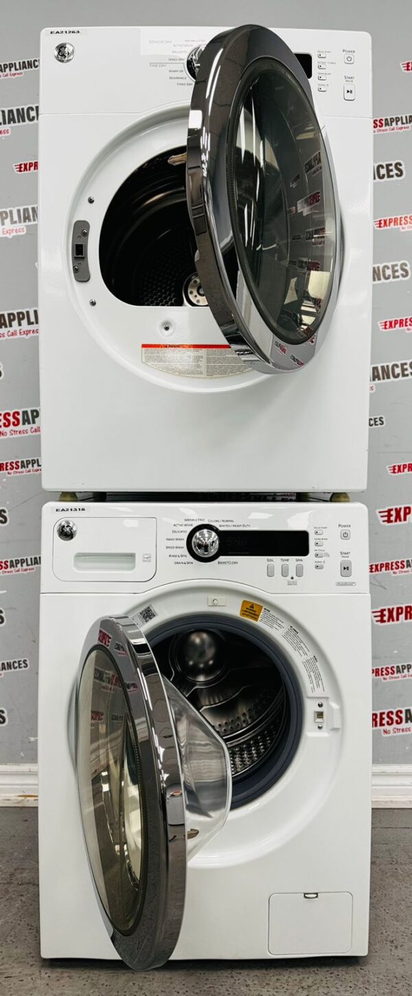 Used GE 24” Front Load Washer and Dryer Set WCVH4800K2WW, PCVH480EK0WW Set For Sale