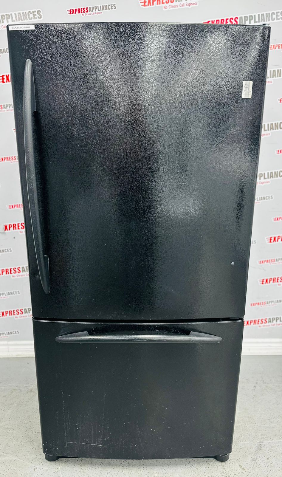 Ge black store refrigerator bottom freezer