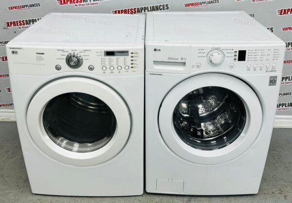 Used LG 27”Front Load Washer and Dryer Set WM2140CW, DLE3777W For Sale