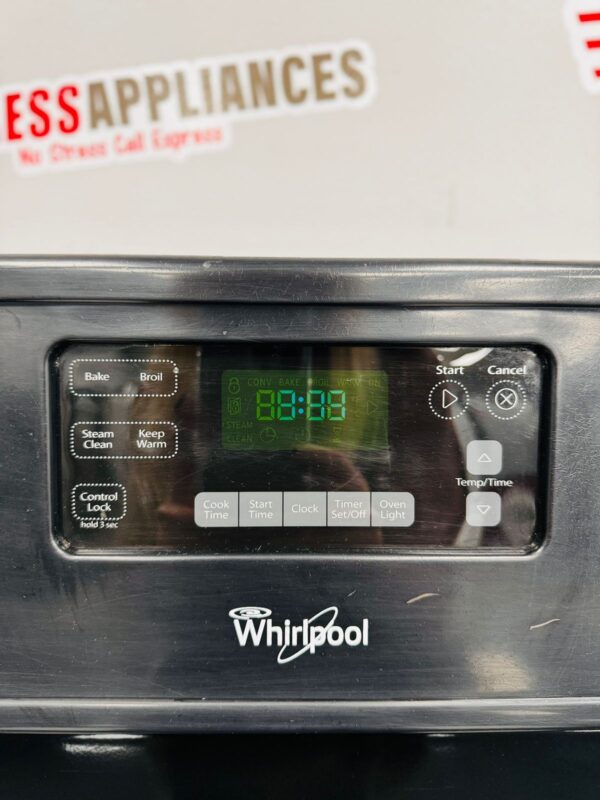Used Whirlpool Freestanding Black Glass 30” Stove YWFE330W0EB0 For Sale