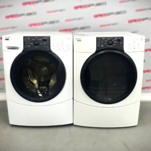 Used Kenmore Front Load Washer and Dryer Stackable 27” Set 110.458624 110.C83902201 (1)