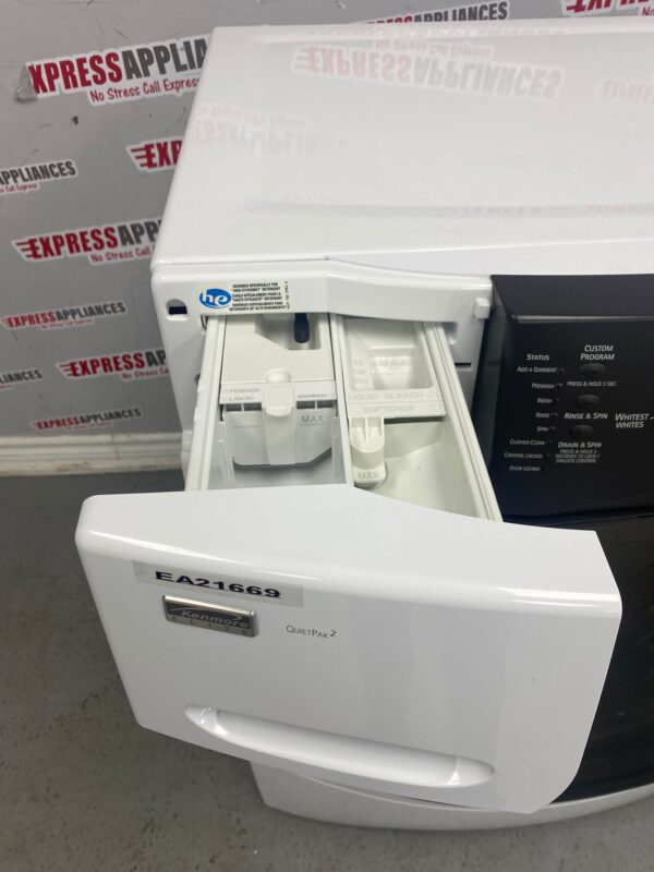 Used Kenmore Front Load Washer and Dryer Stackable 27” Set 110.458624 110.C83902201 For Sale