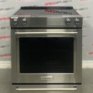 Used KitchenAid 30” Slide-In Glass Top Stove YKSEG700ESS3 For Sale