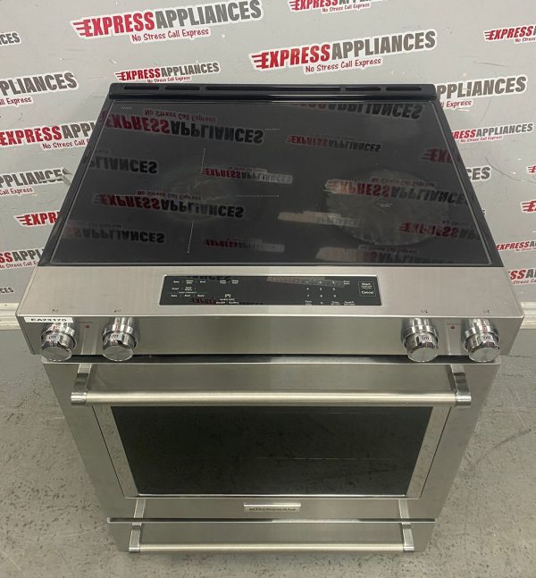 Used KitchenAid 30” Slide-In Glass Top Stove YKSEG700ESS3 For Sale