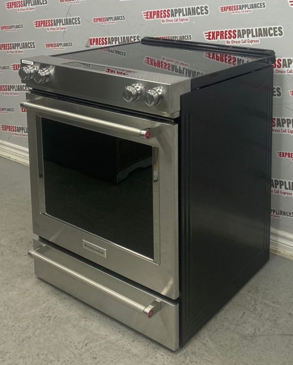 Used KitchenAid 30” Slide-In Glass Top Stove YKSEG700ESS3 For Sale