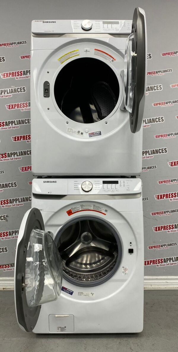 Used Samsung Washer and Dryer Front Load Stickable 27” Set WF45T6000AW DVE45T6005W For Sale