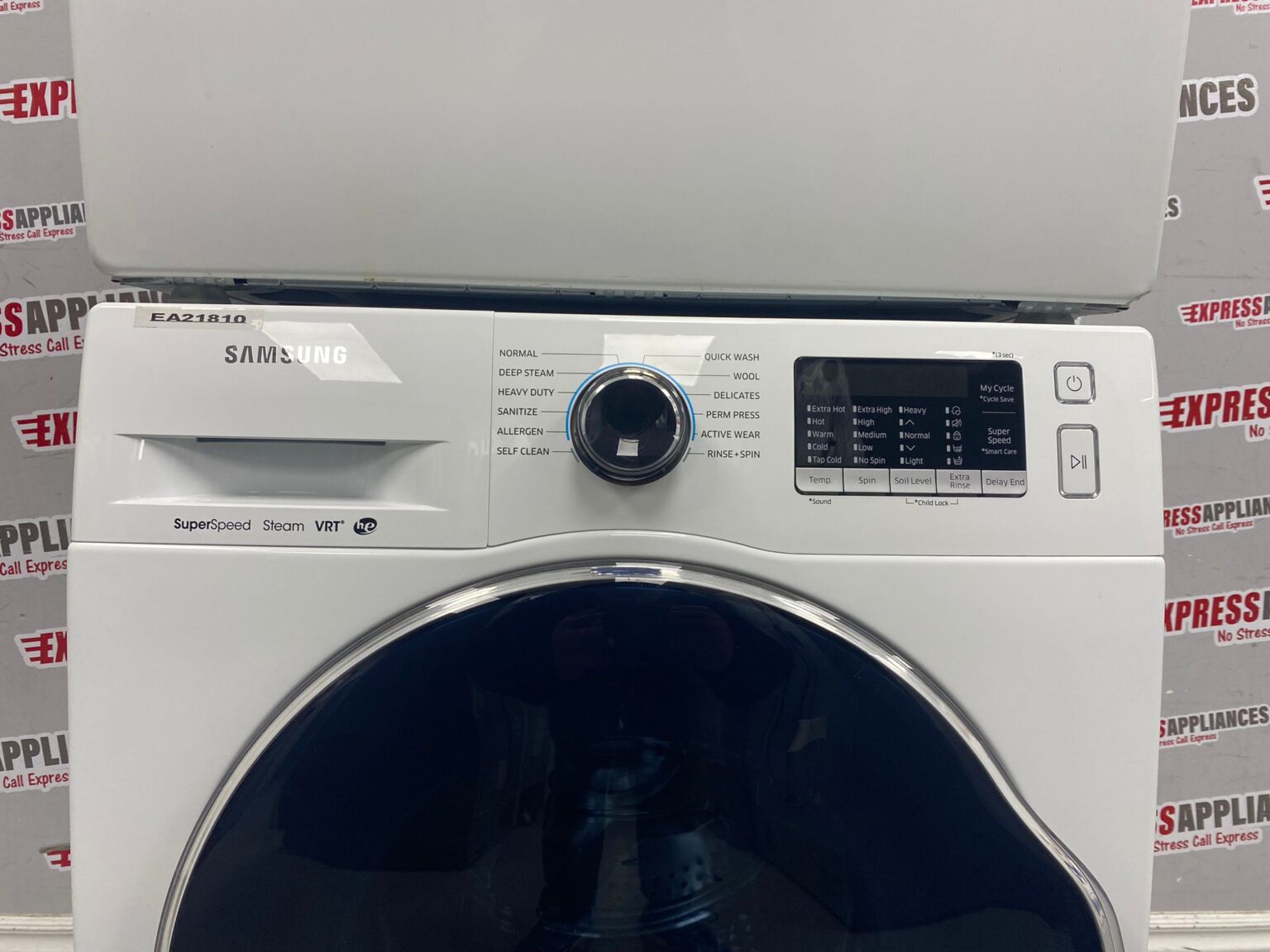 Used Samsung Washer and Dryer Set WW22K6800AW/A2 DV22K6800EW/AC For