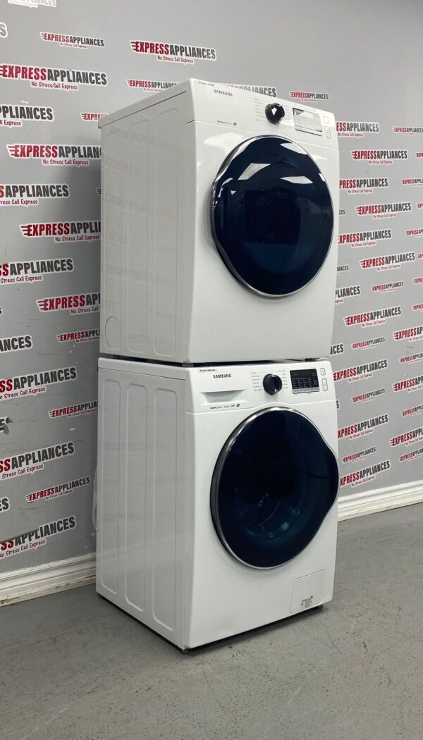 Used Samsung Front Load Washer/Dryer 24” Stackable Set WW22K6800AW/A2 DV22K6800EW/AC For Sale