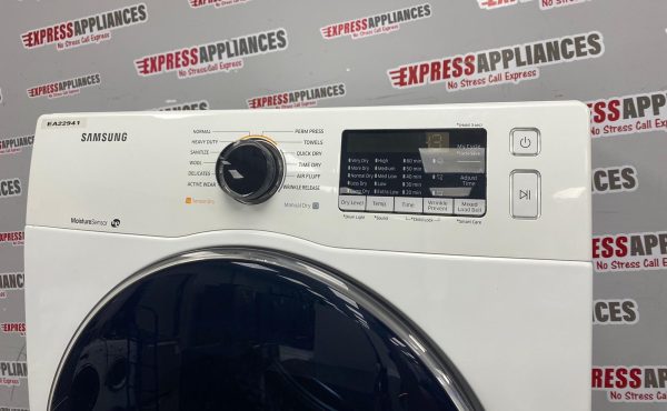 Used Samsung Front Load Washer and Dryer 24” Stackable Set WW22K6800AW/A2 DV22K6800EW/AC For Sale