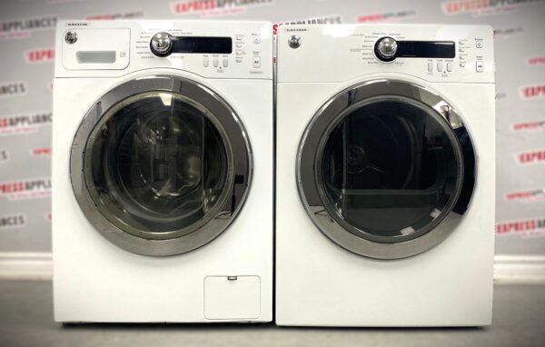 Used GE 24” Front Load Washer and Dryer Set WCVH4800K2WW, PCVH480EK0WW Set For Sale