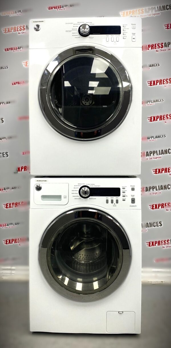 Used GE 24” Front Load Washer and Dryer Set WCVH4800K2WW, PCVH480EK0WW Set For Sale