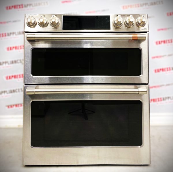 Open Box GE Café Slide-In Induction Double Oven 30” Stove CCHS950P2M6S1 For Sale