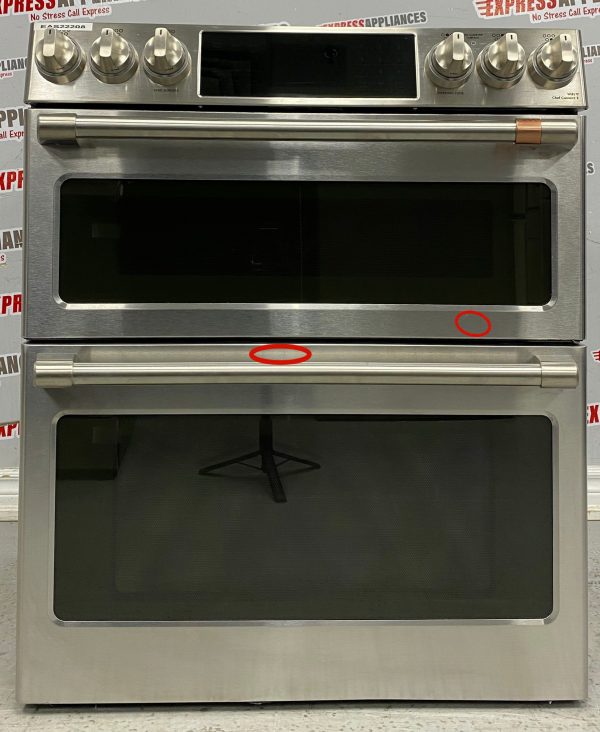 Open Box GE Café Slide-In Induction Double Oven 30” Stove CCHS950P2M6S1 For Sale