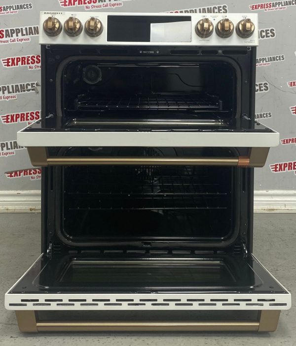 Open Box GE Café 30” Slide-In Glass Top Doble Oven Stove CCES750P4M4W2 For Sale (EAC22311)