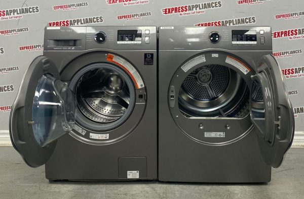 Used Samsung 24” Front Load Washer and Electric Dryer Stackable Set WW22K6800AX/A2 DV22K6800EX/AC For Sale