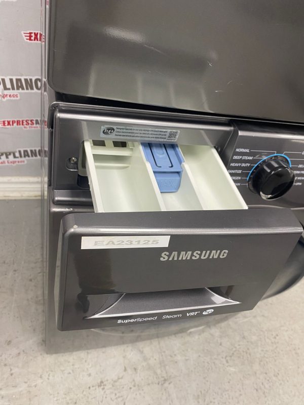 Used Samsung 24” Front Load Washer and Electric Dryer Stackable Set WW22K6800AX/A2 DV22K6800EX/AC For Sale