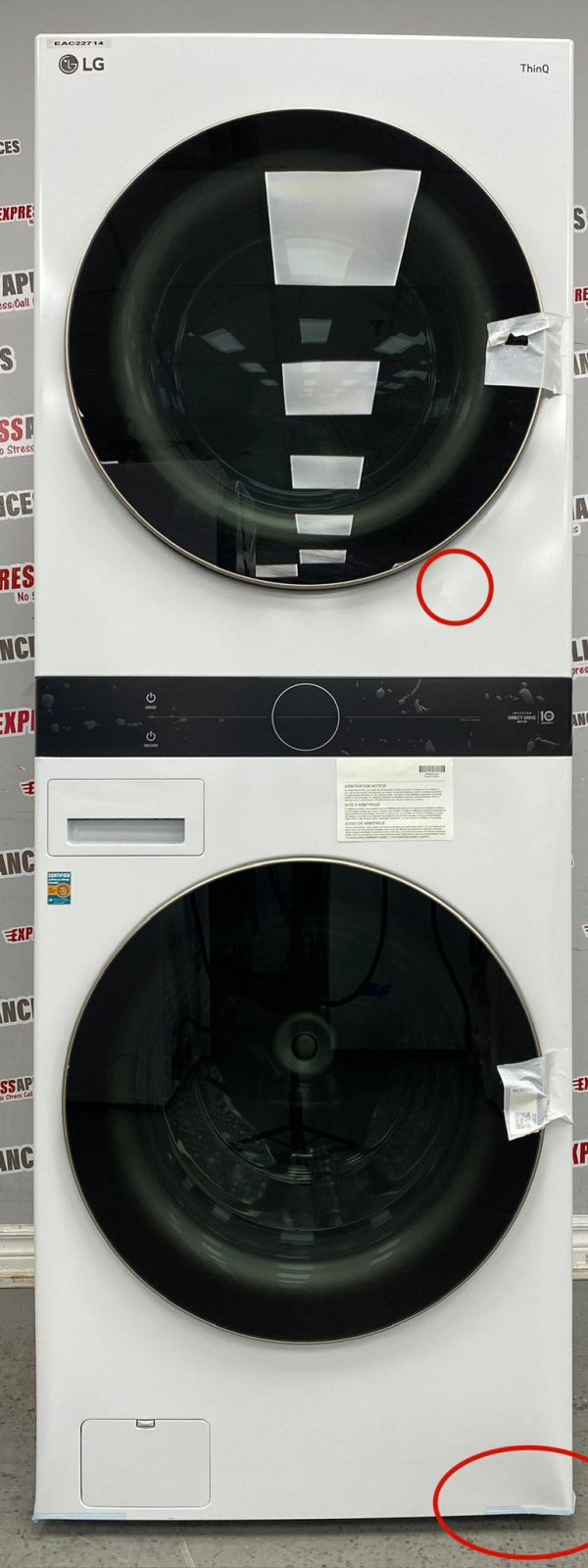 Open Box LG Washer and Dryer 27” Laundry Center WKE100HWA For Sale