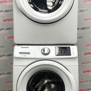 Used Samsung 27” Front Load Washer and Electric Dryer Stackable Set WF45M5100AW/A5 DV42H5000EW/AC For Sale