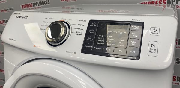 Used Samsung 27” Front Load Washer and Electric Dryer Stackable Set WF45M5100AW/A5 DV42H5000EW/AC For Sale