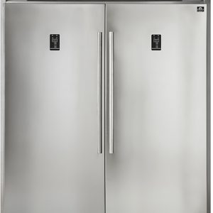 New Forno Side-By-Side 60” Refrigerator and Freezer Set in Decorative Trim Kit FFFFD1933-28RS FFFFD1933-28LS For Sale