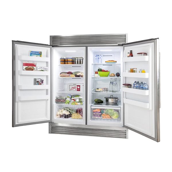 New Forno Side-By-Side 60” Refrigerator and Freezer Set in Decorative Trim Kit FFFFD1933-28RS FFFFD1933-28LS For Sale