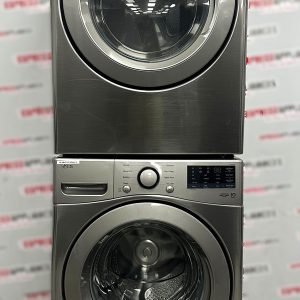 Open Box LG 27” Front Load Washer and Electric Dryer Stackable Set WM3400CV DLE3400V For Sale