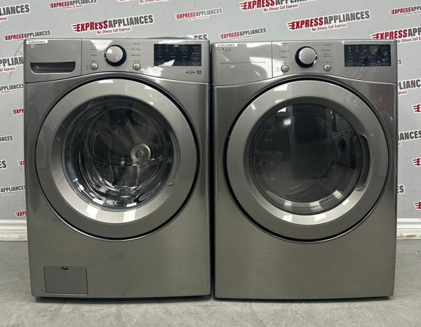 Open Box LG 27” Front Load Washer and Electric Dryer Stackable Set WM3400CV DLE3400V For Sale