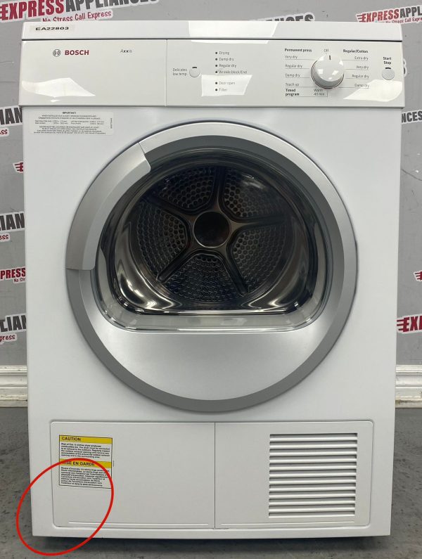 Used Bosch 24” Electric Stackable Dryer WTV76100CN For Sale