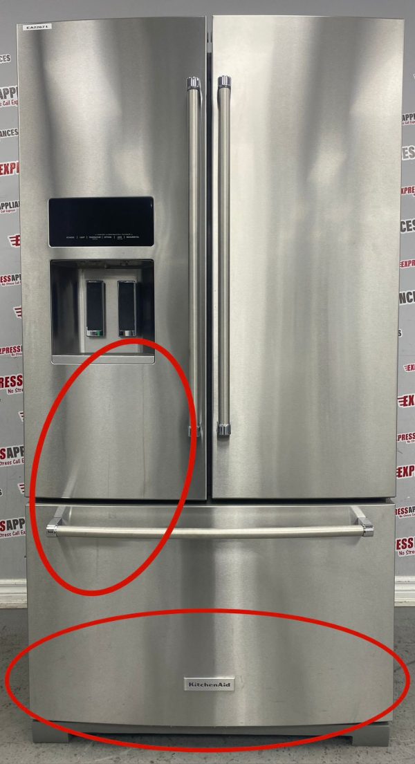 Used KitchenAid 36” French Doors Refrigerator KRFF707ESS01 For Sale